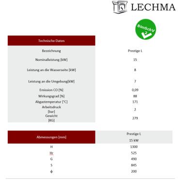 LECHMA Prestige L 15 kW, gerade Frontscheibe
