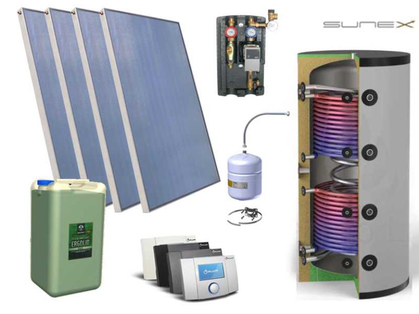Komplettset SF15, 150 l Vorratsbehälter, 800 l Kombispeicher, Solar 10,4 m²
