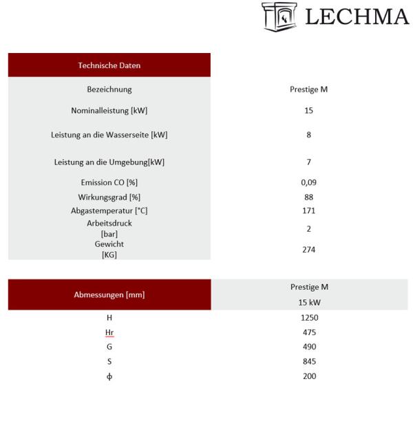 LECHMA Prestige M 15 kW, gerade Frontscheibe